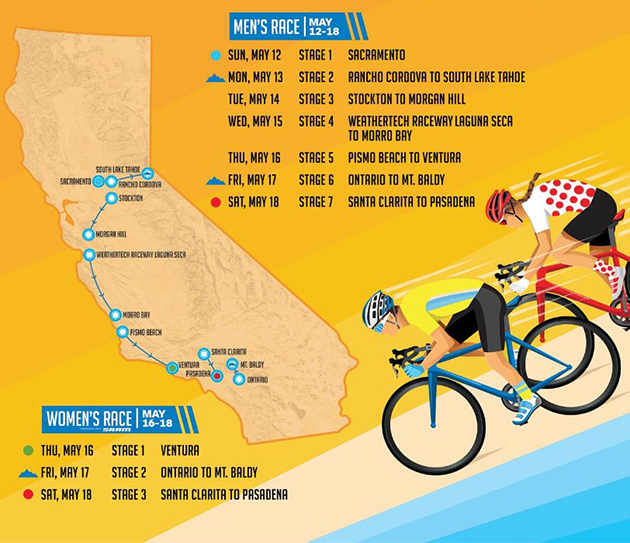 2019 Tour of California map